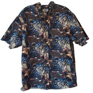 American Liberty Red, White and Blue Button Down Shirt Size Large